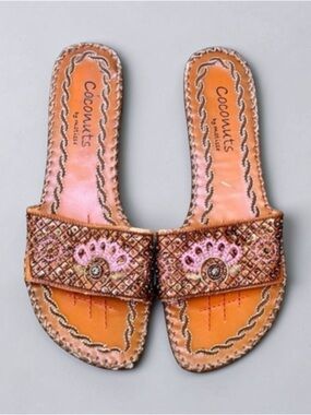 Coconuts by Matisse Embroidered Slide Sandal with Bead Embellishment Sz 8